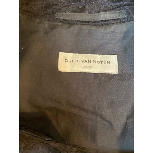 Dries Van Noten ~ BEAUTIFUL Utility Trench Coat Embroidered Navy ~ Sz Large - Picture 9 of 10